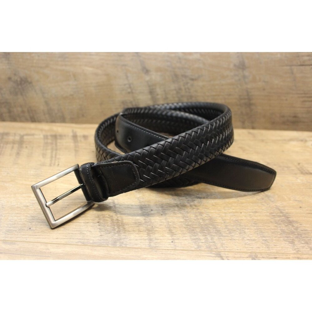 GF men's braided black leather casual dress belt 50 / 52
